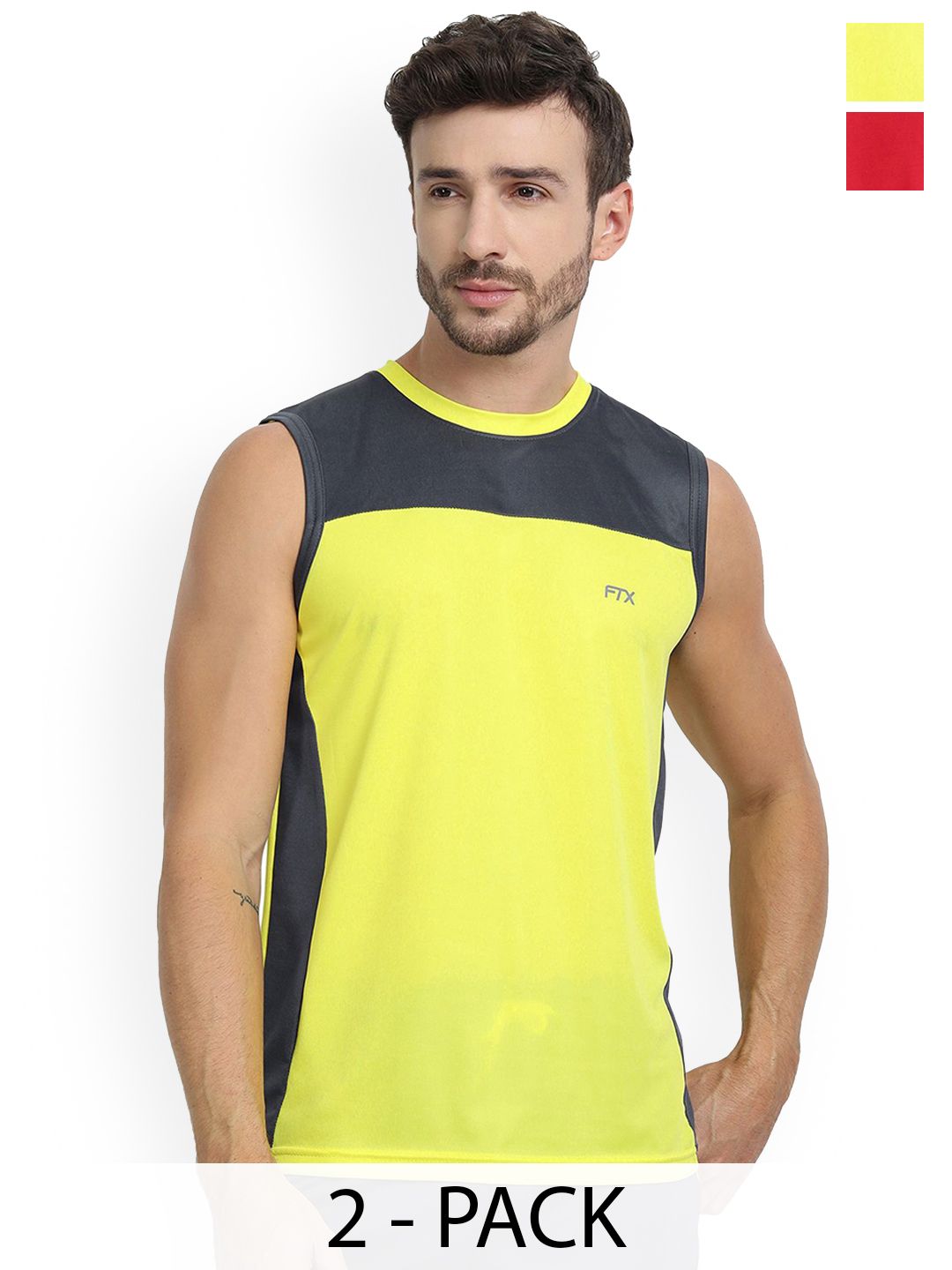 FTX Pack Of 2 Colourblocked Gym Vests 709-3_709-5-S-picture-13