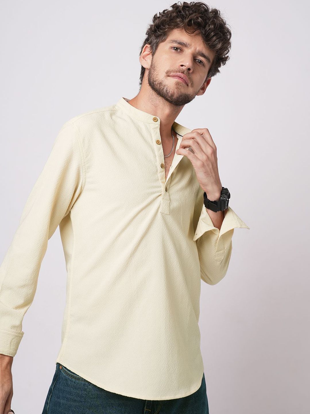 VASTRADO Men Jacquard Kurta-image-45