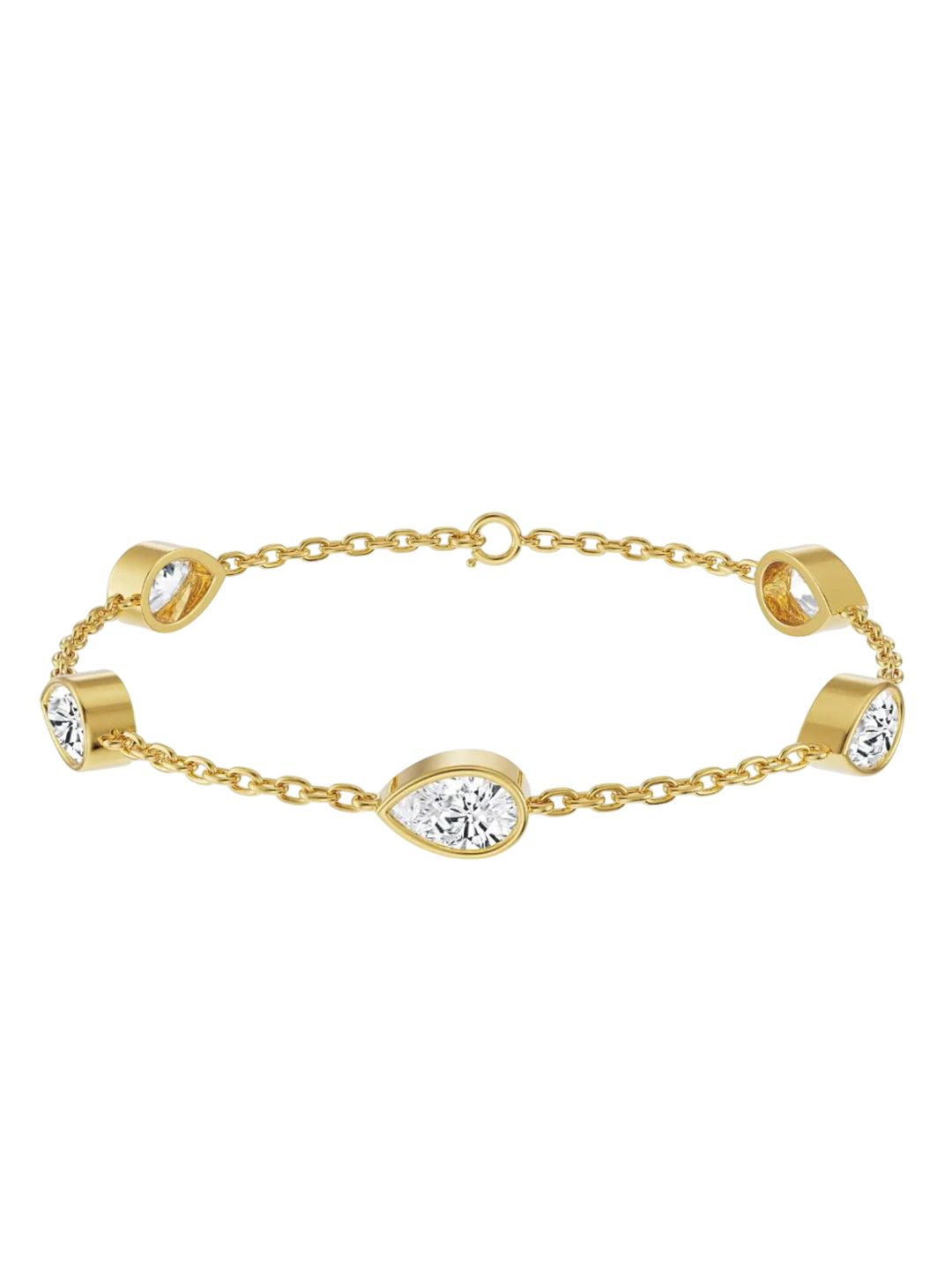 Emori 18KT Gold Pear Bezel Tennis Lab Diamond Bracelet - 3.52 g-picture-51