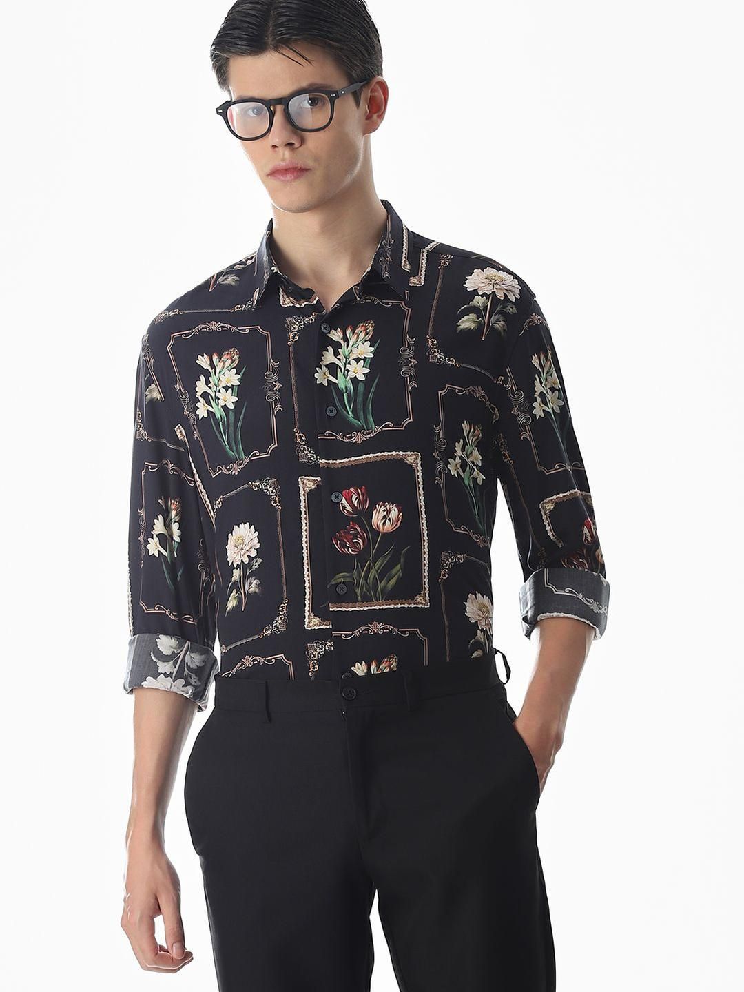 Jack & Jones Men Floral Printed Spread Collar Casual Shirt
