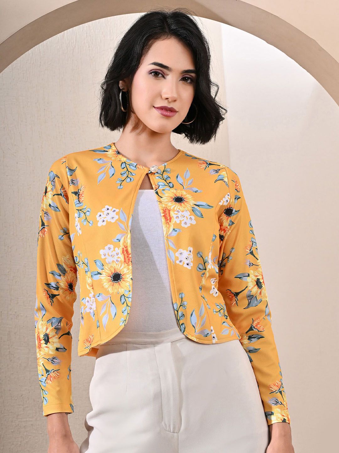 FLYING FEST Women Printed Crop Button Shrug-picture-23