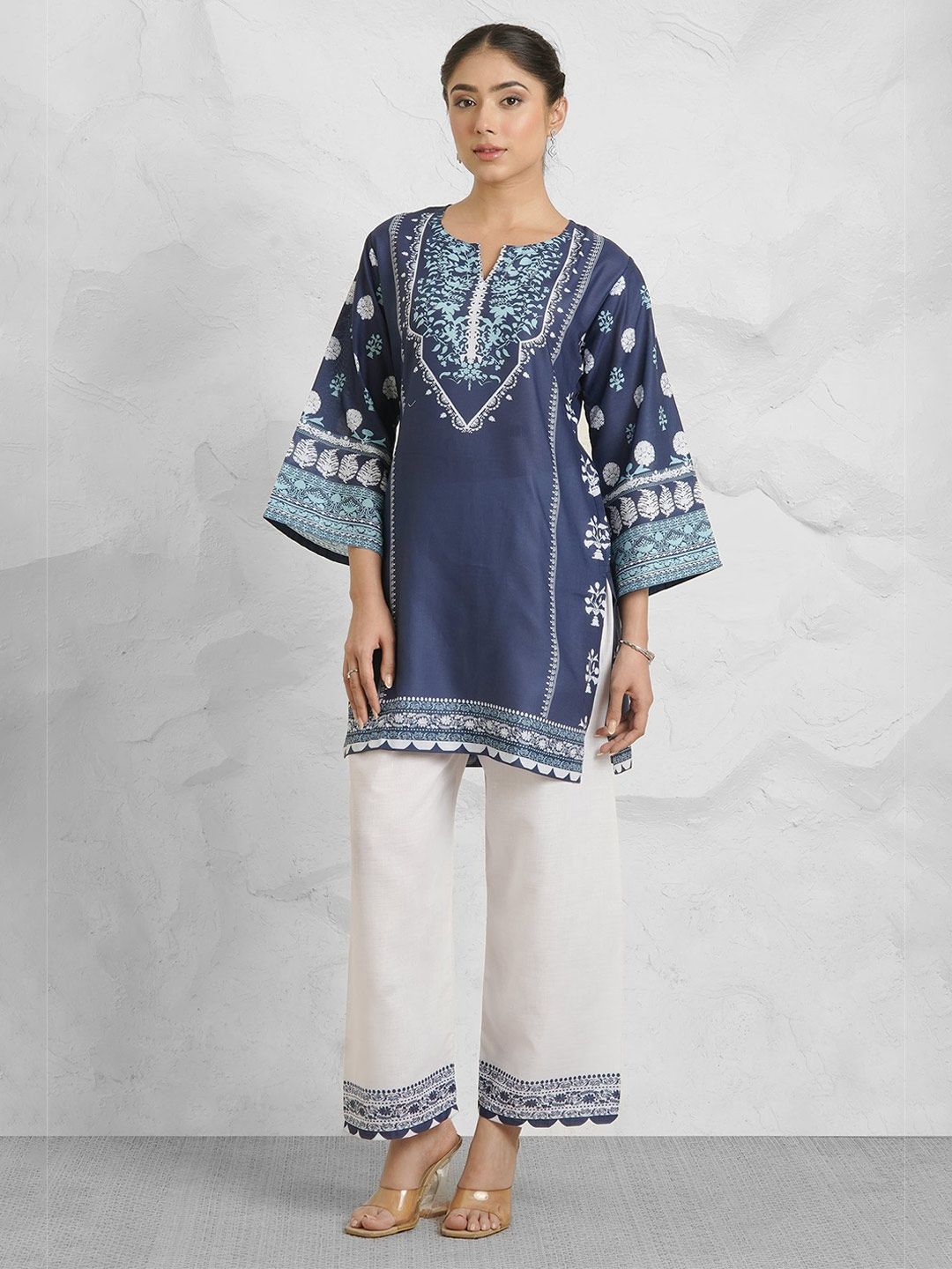 HOUSE OF KARI Printed Round Neck Cotton Top With Trousers Co-Ords-picture-16