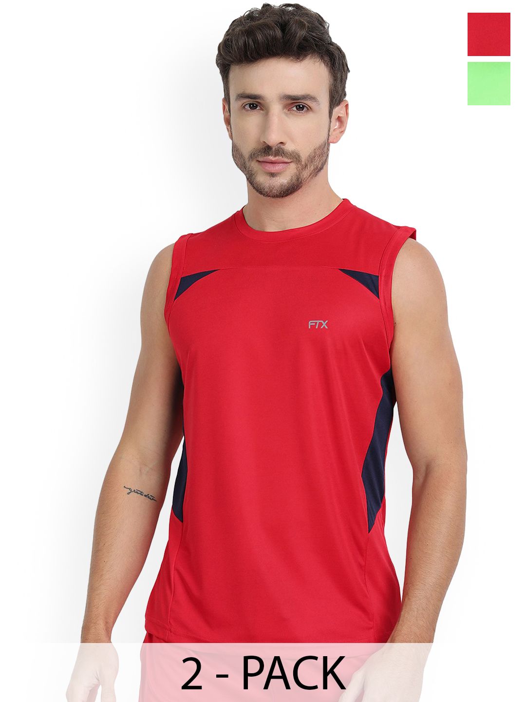 FTX Pack Of 2 Colourblocked Sleeveless Breathable Gym Vests 709-3_709-6-S-picture-48