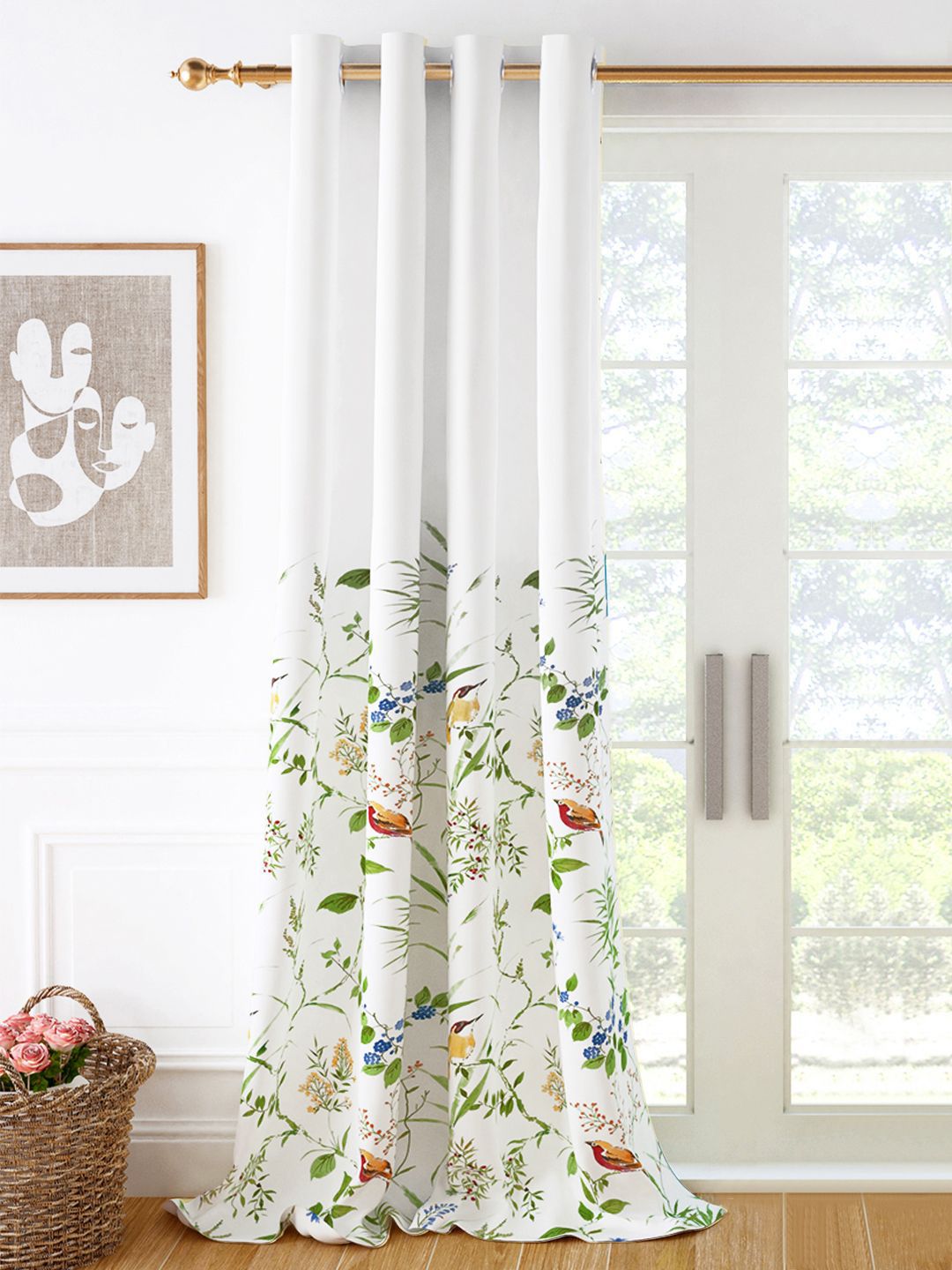 Story@home Green & White Floral Room Darkening Long Door Curtain-picture-37