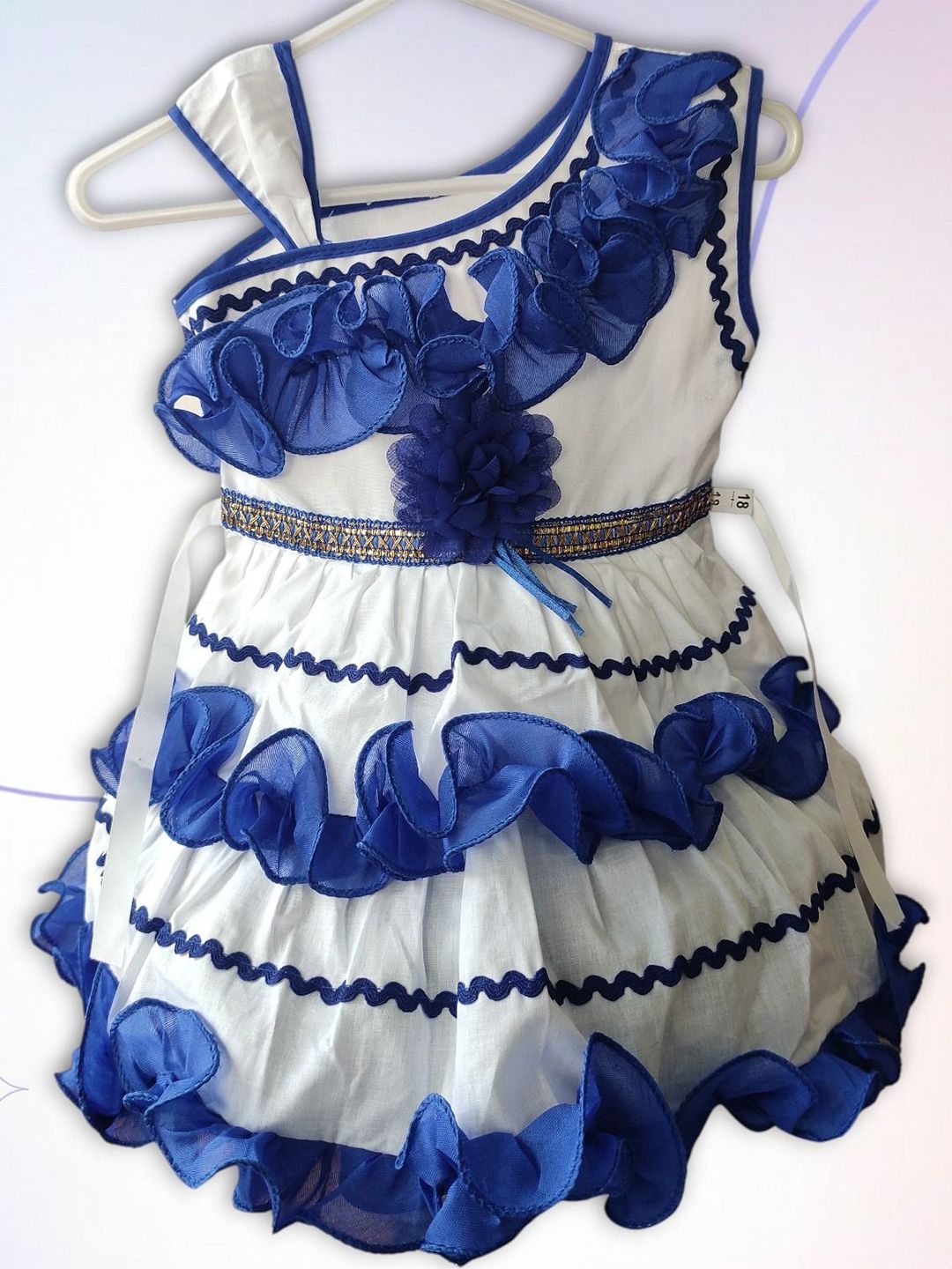 NEW GEN Girls Colourblocked One Shoulder Fit & Flare Midi Dress-image-1