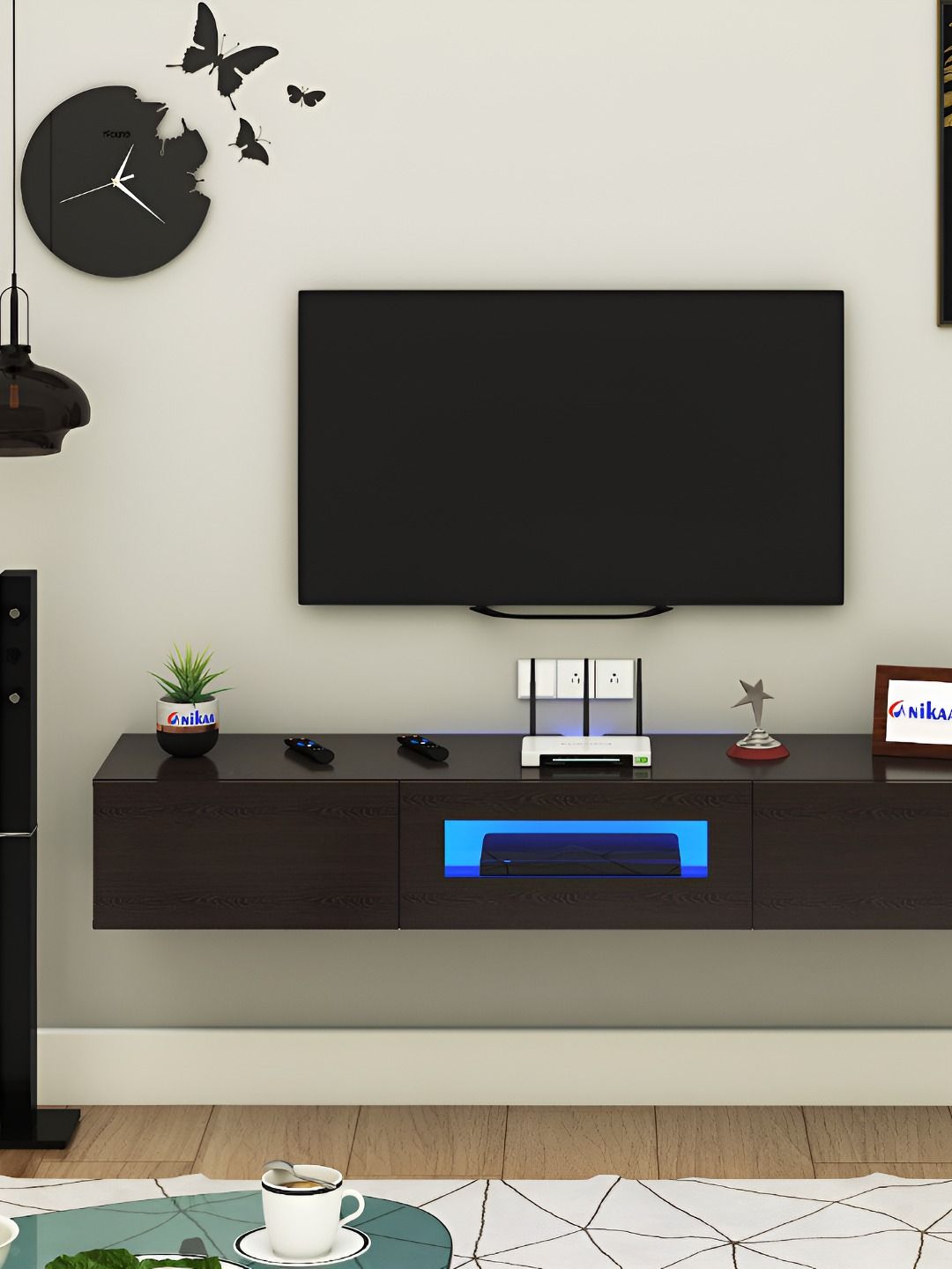 ANIKAA Lucen Maroon Wall Mount Modern TV Unit-1.57 m