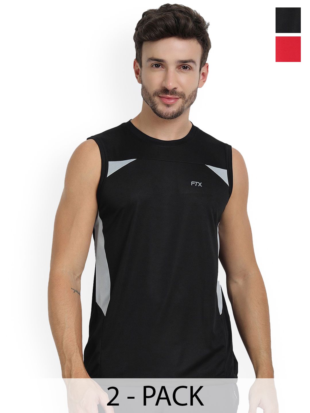 FTX Pack Of 2 Colourblocked Sleeveless Breathable Gym Vests 709-2_709-3-S-picture-40