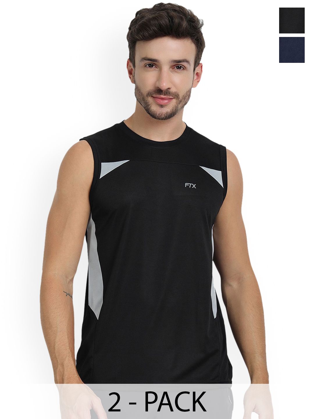FTX Pack Of 2 Colourblocked Sleeveless Breathable Gym Vests 709-2_709-10-S-picture-43