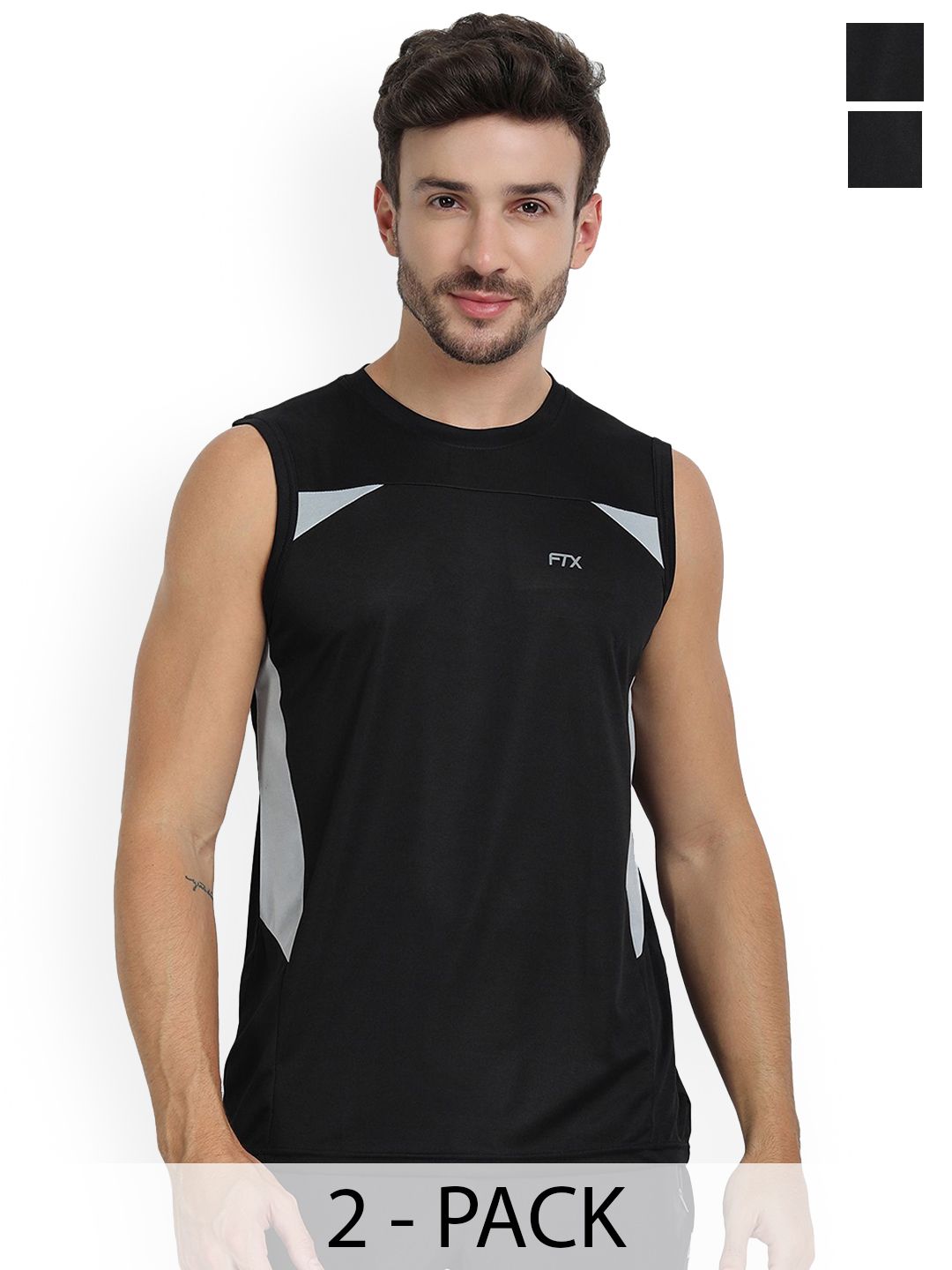 FTX Pack Of 2 Colourblocked Gym Vests 709-2_709-4-S-picture-30