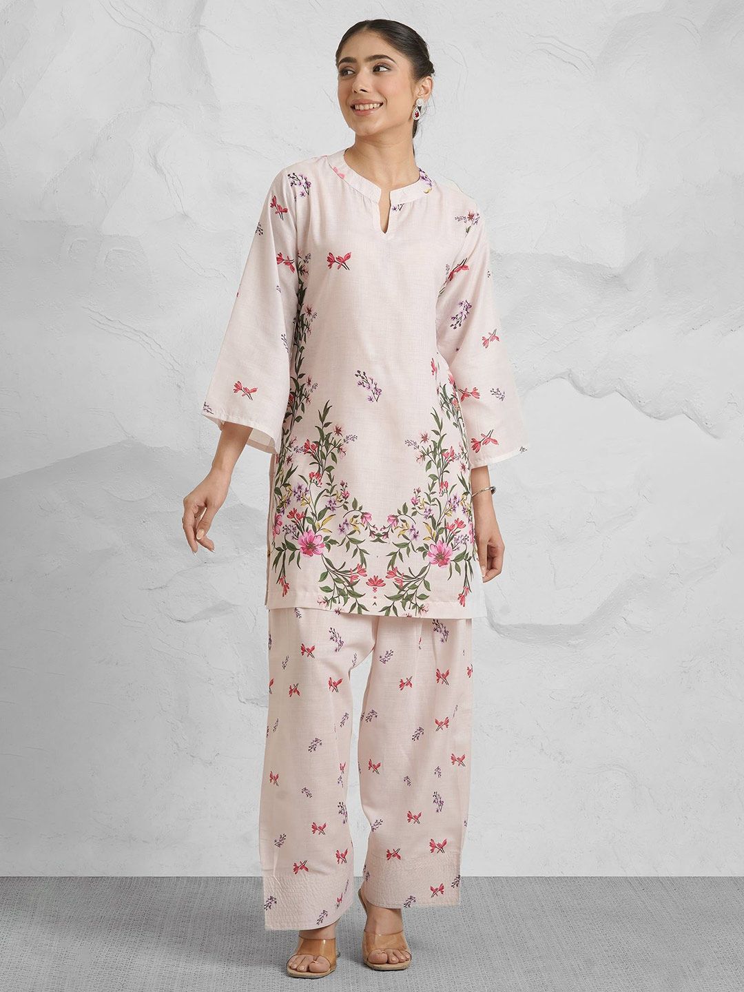 HOUSE OF KARI Printed Cotton Round Neck Top With Palazzo Co-Ords-picture-14