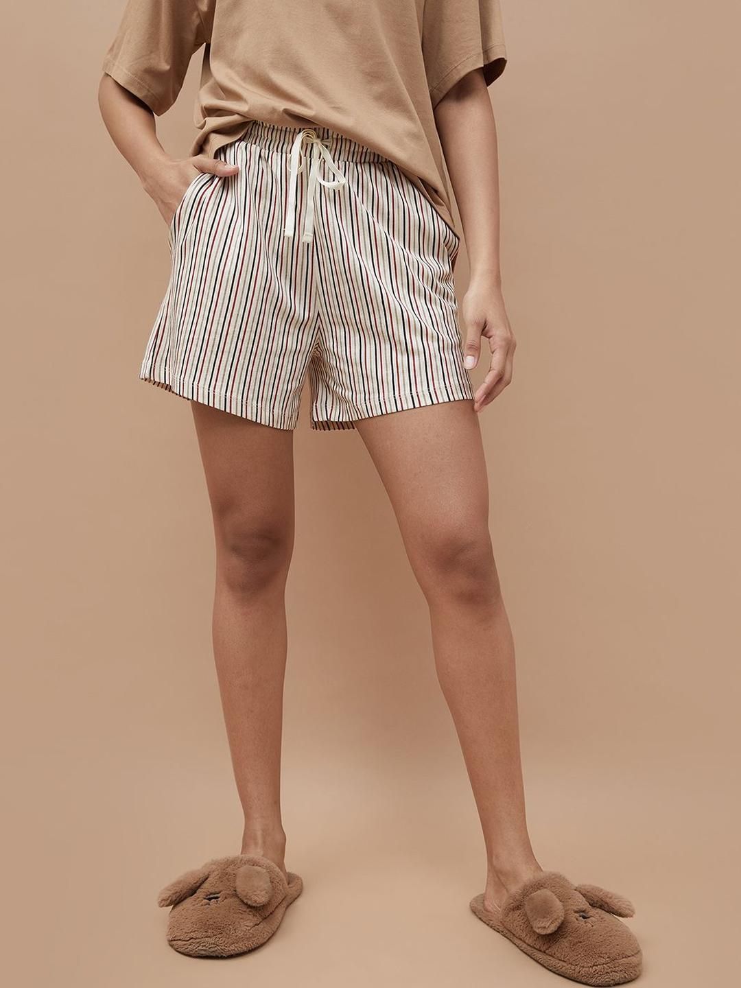 Ginger by Lifestyle Women Striped Regular Fit Mid-Rise Shorts-picture-41