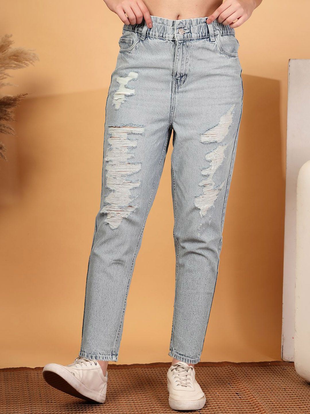 COSMIC Women Mom Fit Highly Distressed Light Fade Stretchable Jeans-picture-14