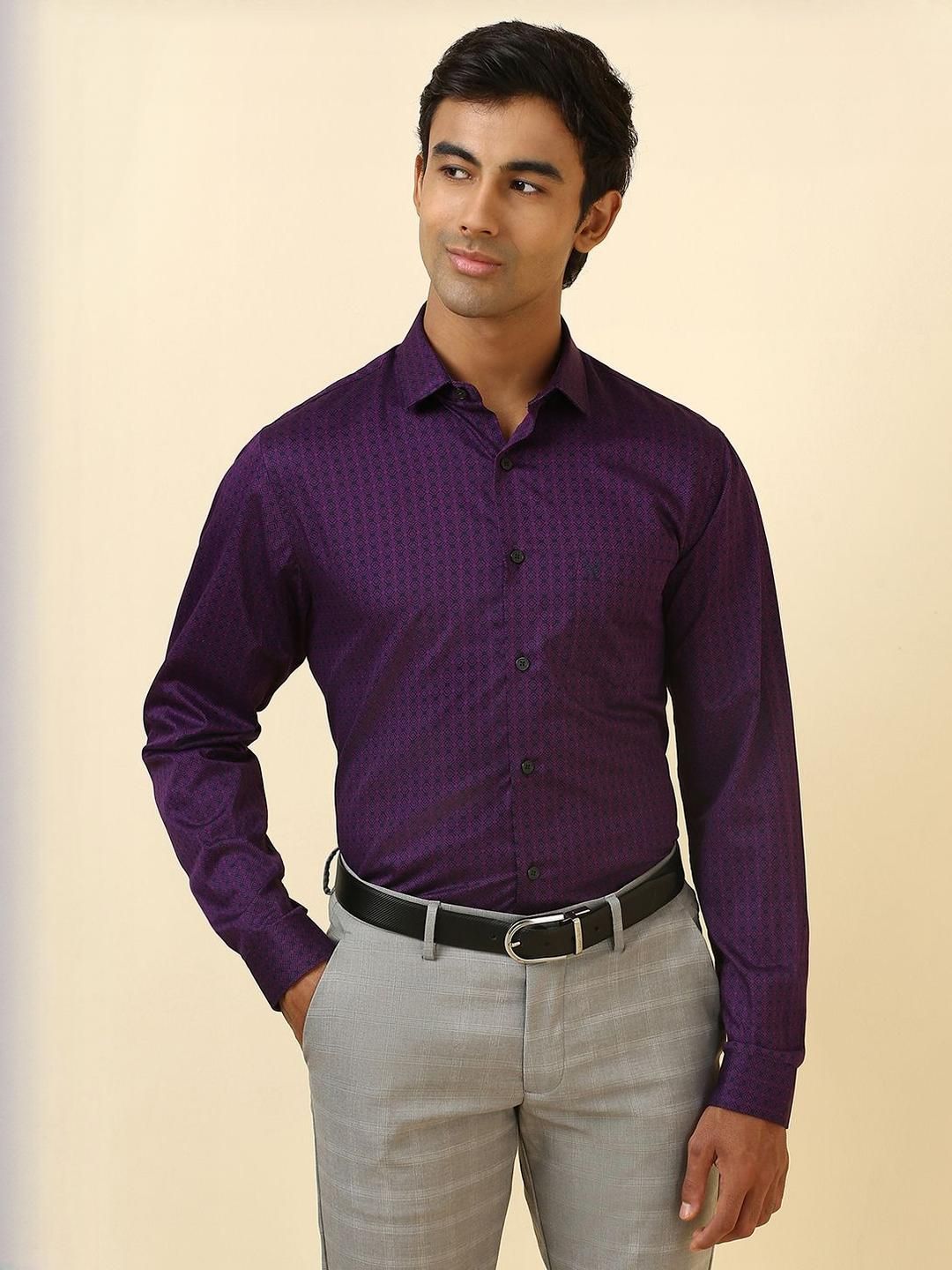 Allen Solly Abstract Printed Spread Collar Long Sleeves Cotton Shirt-picture-24