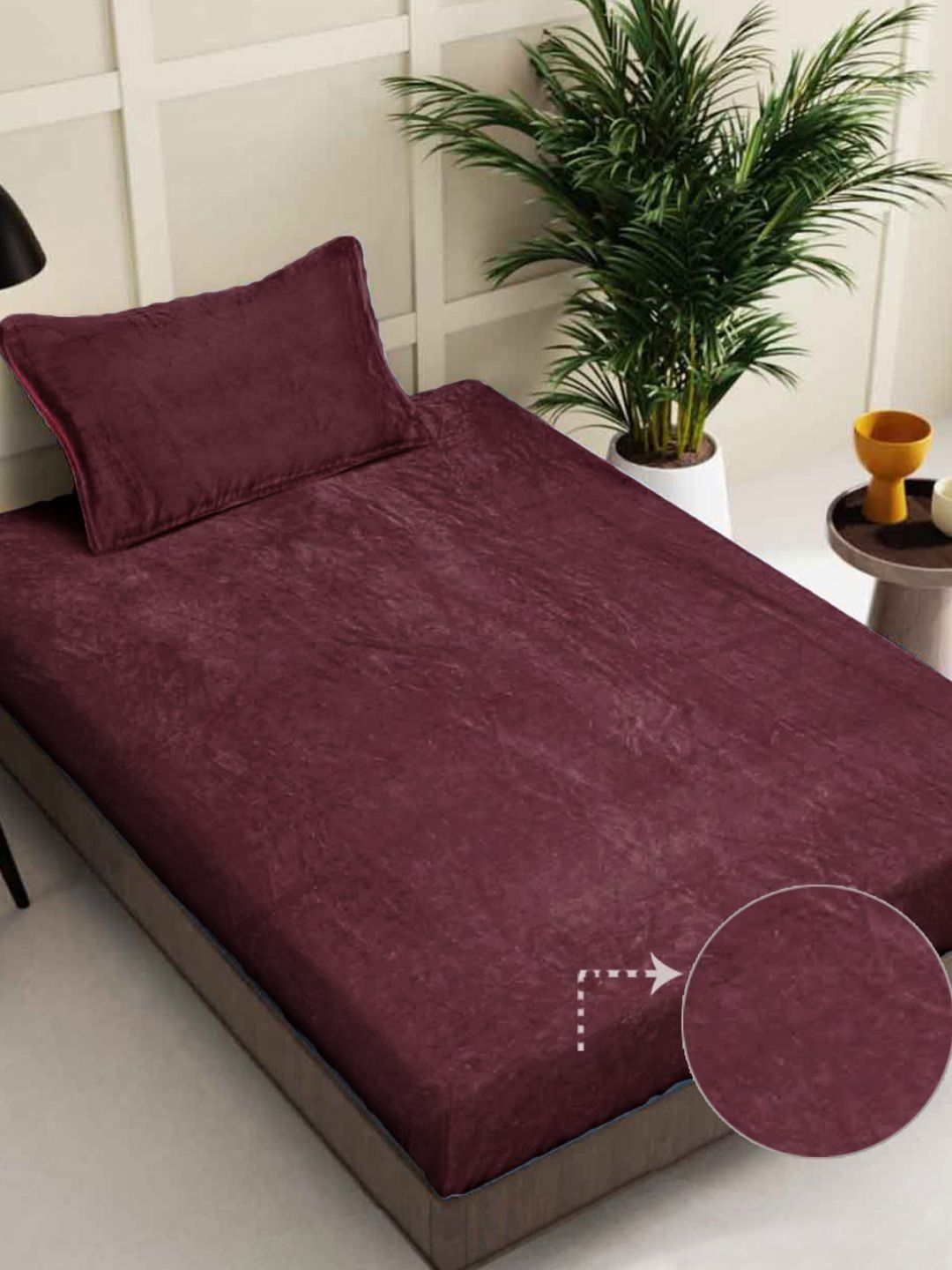 Myntra Elegant Homes Maroon Woollen 300 TC Single Bedsheet Set 2.25 m X1.5 m-image-18