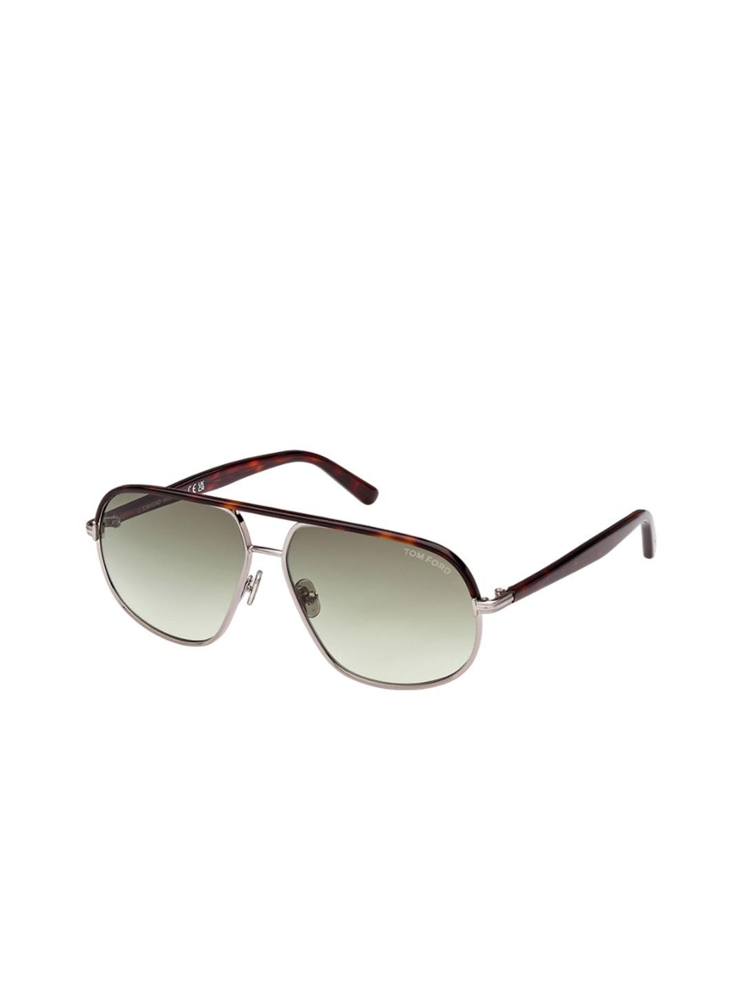 Tom Ford Men Green Lens & Silver-Toned Aviator Sunglasses with-image-45
