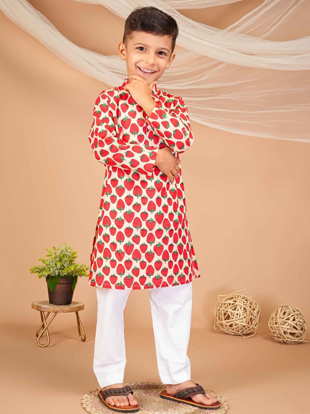 FabJunior Boys Printed Regular Pure Cotton Kurta with Pyjamas-picture-53