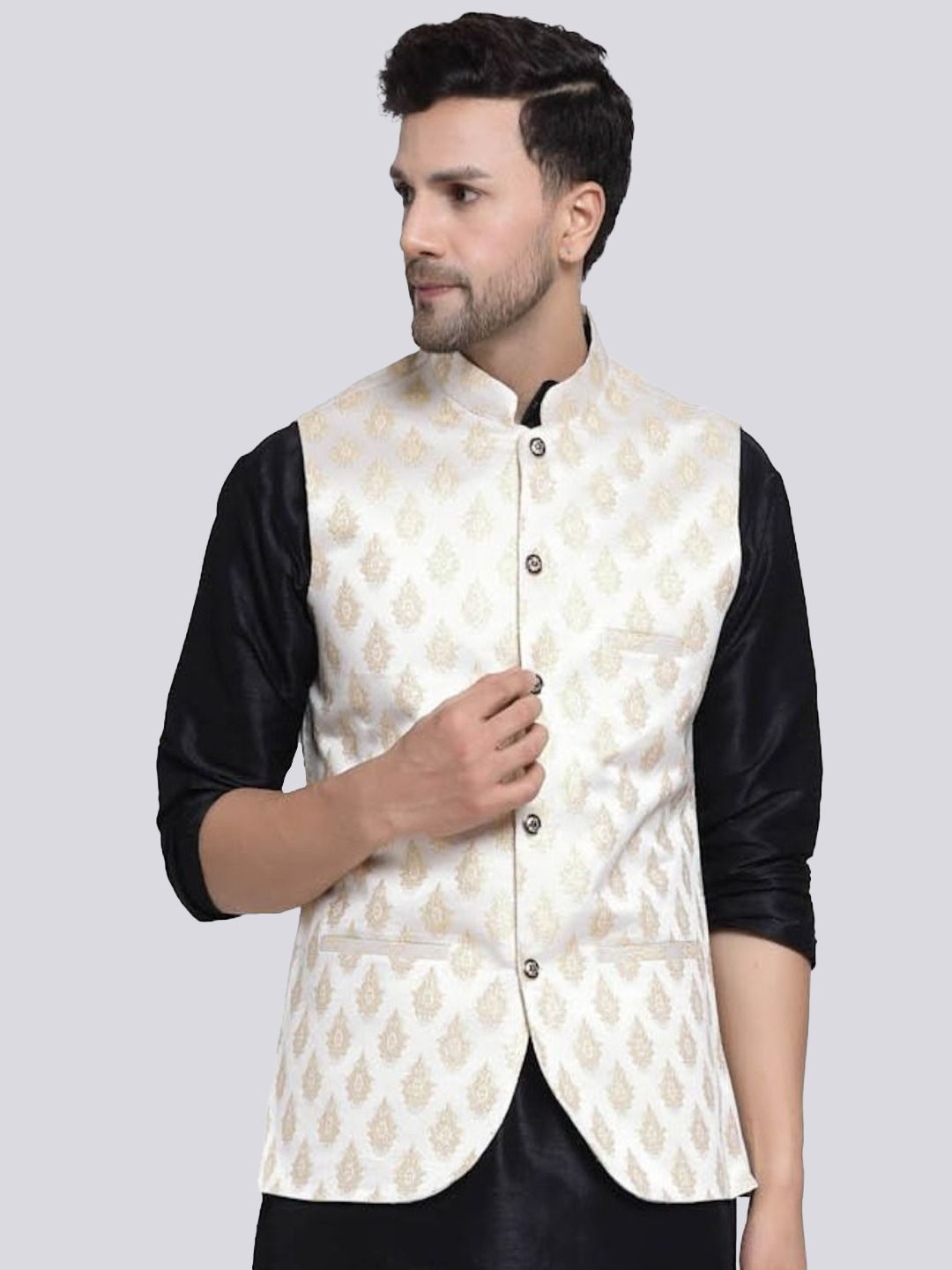TS LIFESTYLE TAHVO Printed Mandarin Collar Nehru Jacket-picture-18