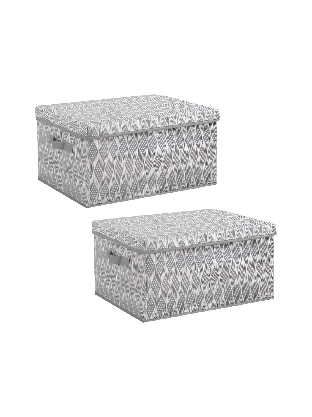 HOKIPO Grey Set of 2 Multi-Utility Cloth Storage Box Organisers for Wardrobe - Large-picture-25