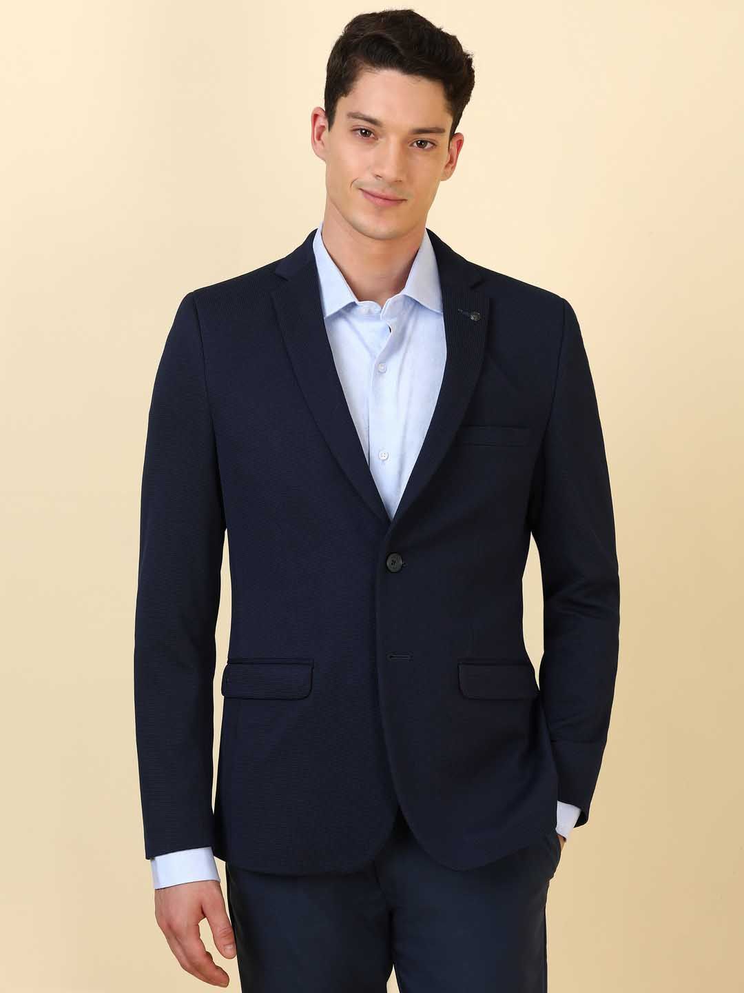 Allen Solly Textured Slim-Fit Single Breasted Blazer