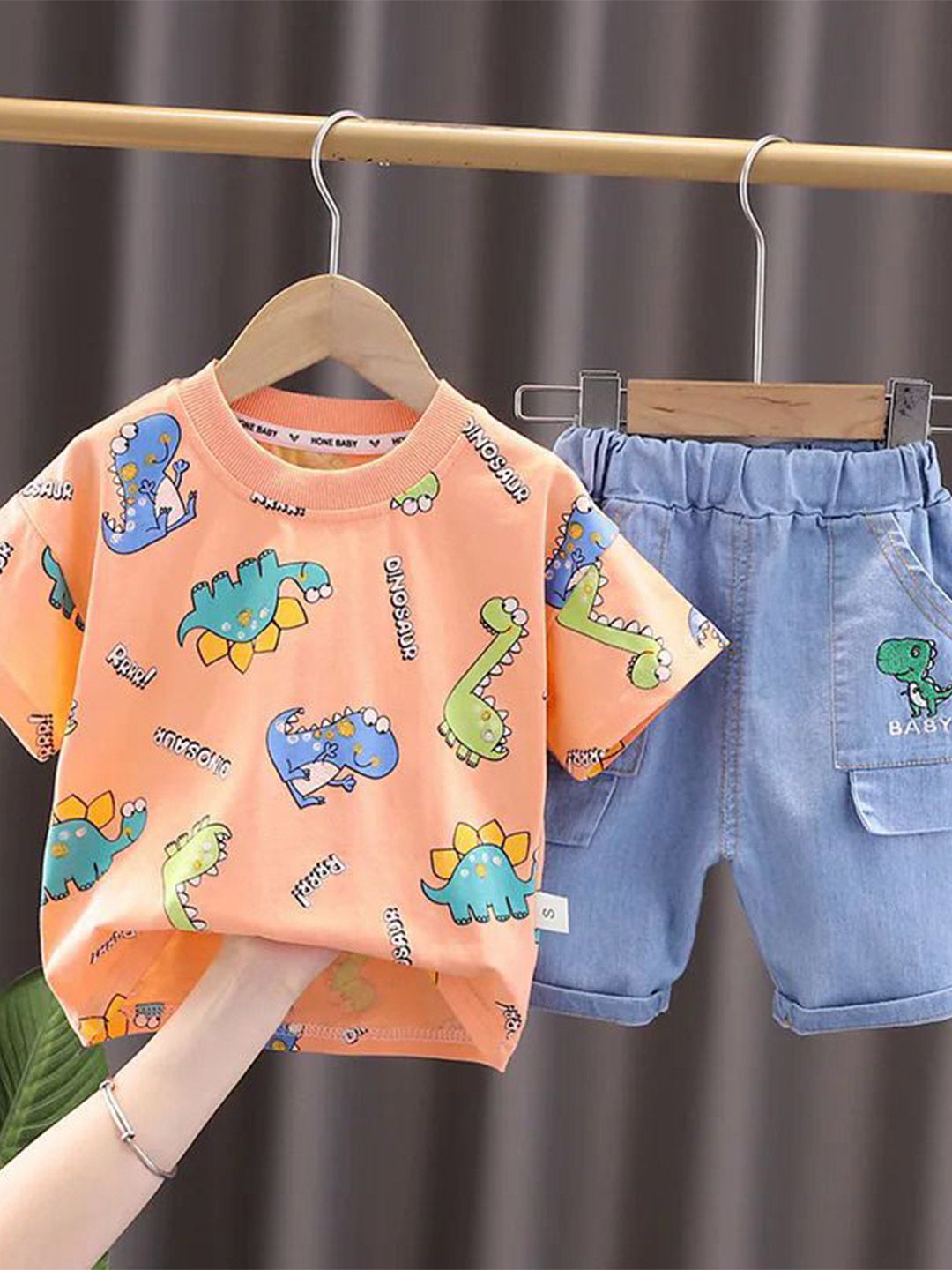 ENCASH FASHION Infants Printed Round Neck Pure Cotton T-shirt With Shorts-picture-45