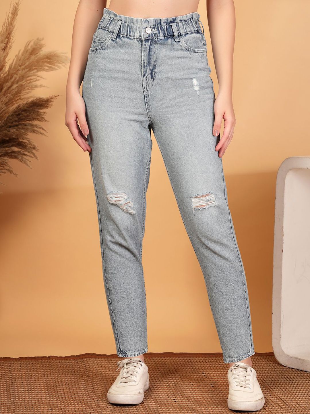 COSMIC Women High-Rise Mildly Distressed Light Fade Stretchable Jeans-image-14