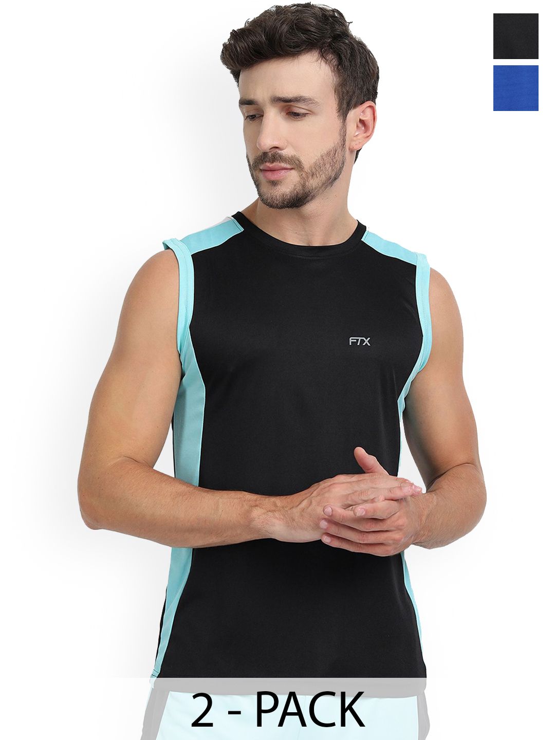 FTX Pack Of 2 Colourblocked Sleeveless Breathable Gym Vests 709-4_709-9-S-picture-24