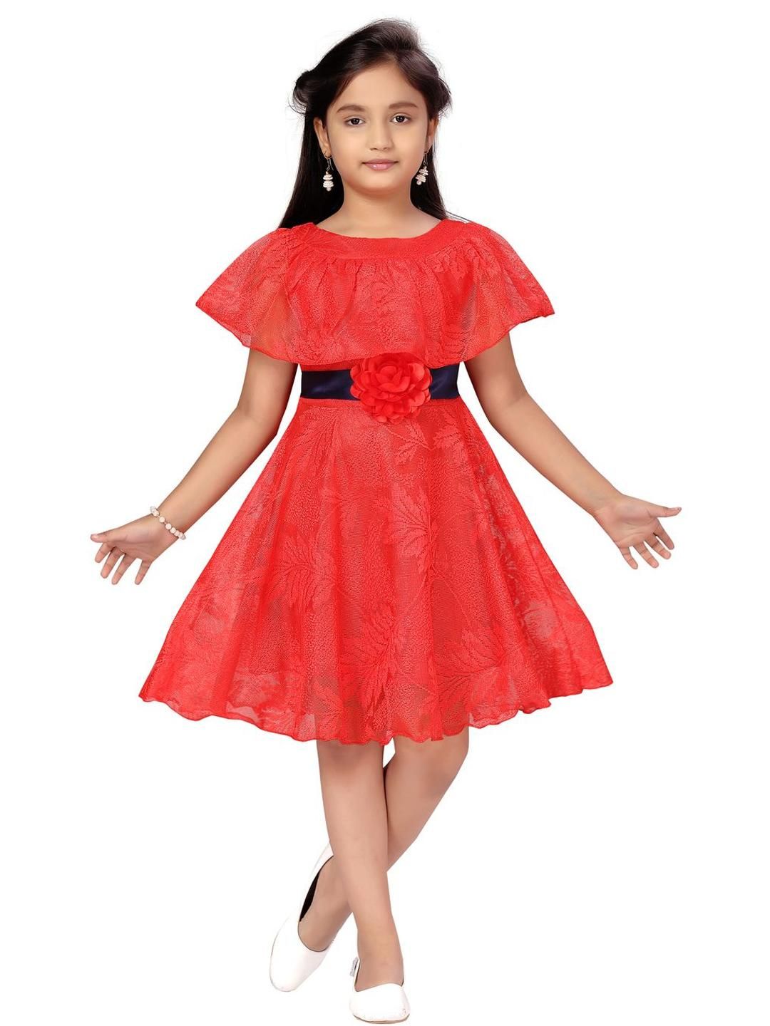 BAESD Cape Sleeve Net Fit & Flare Dress-picture-19