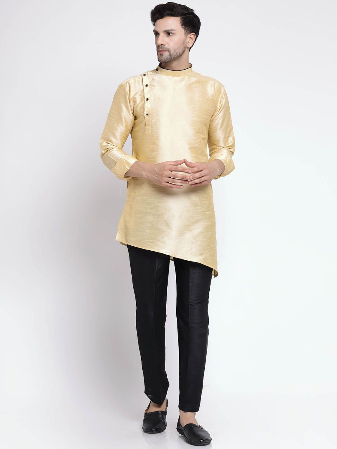 TS LIFESTYLE Men Mandarin Collar Dupion Silk Kurta with Pyjamas-picture-35