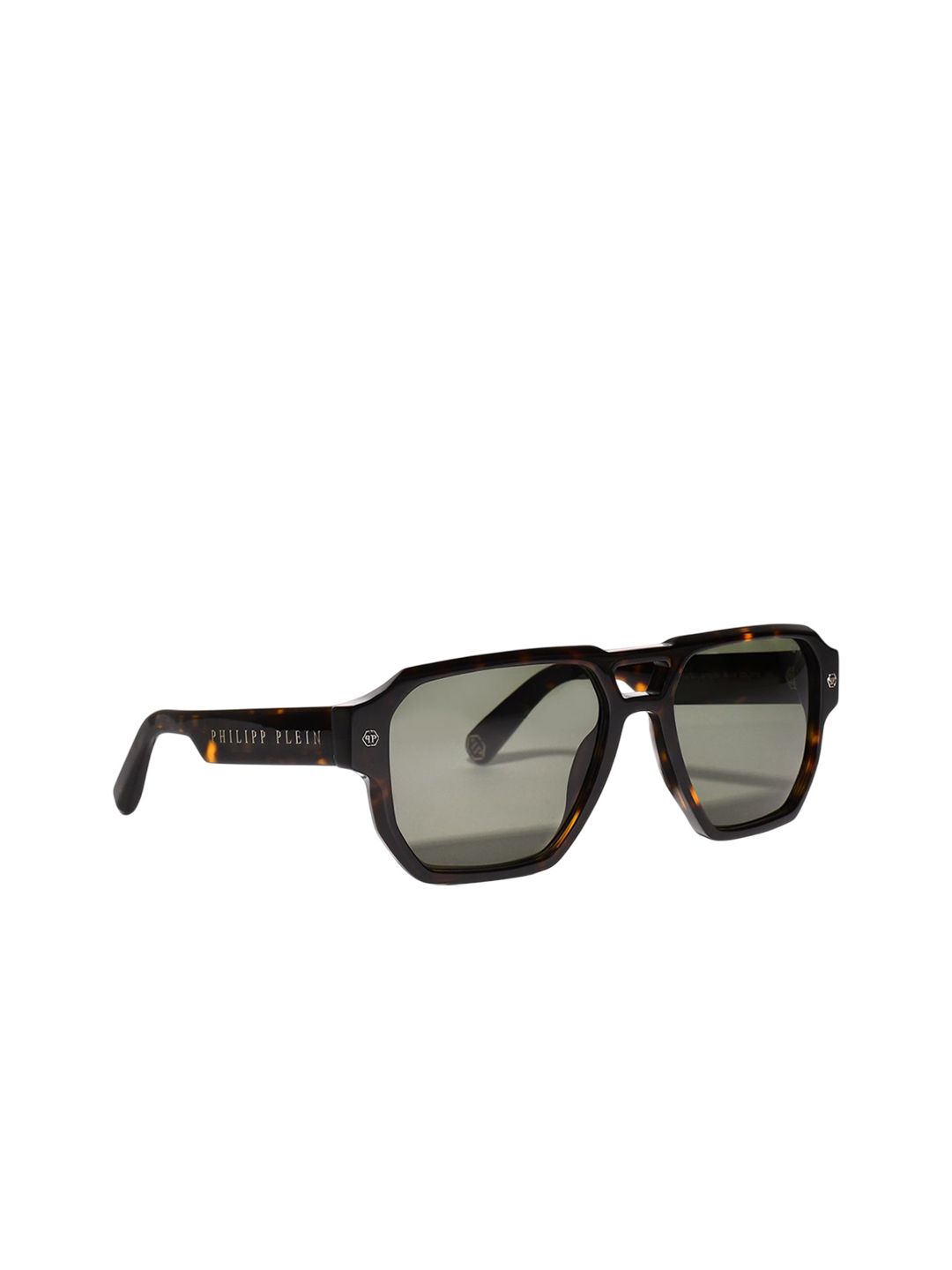 PHILIPP PLEIN Men Green Lens & Brown Square Sunglasses with-image-6