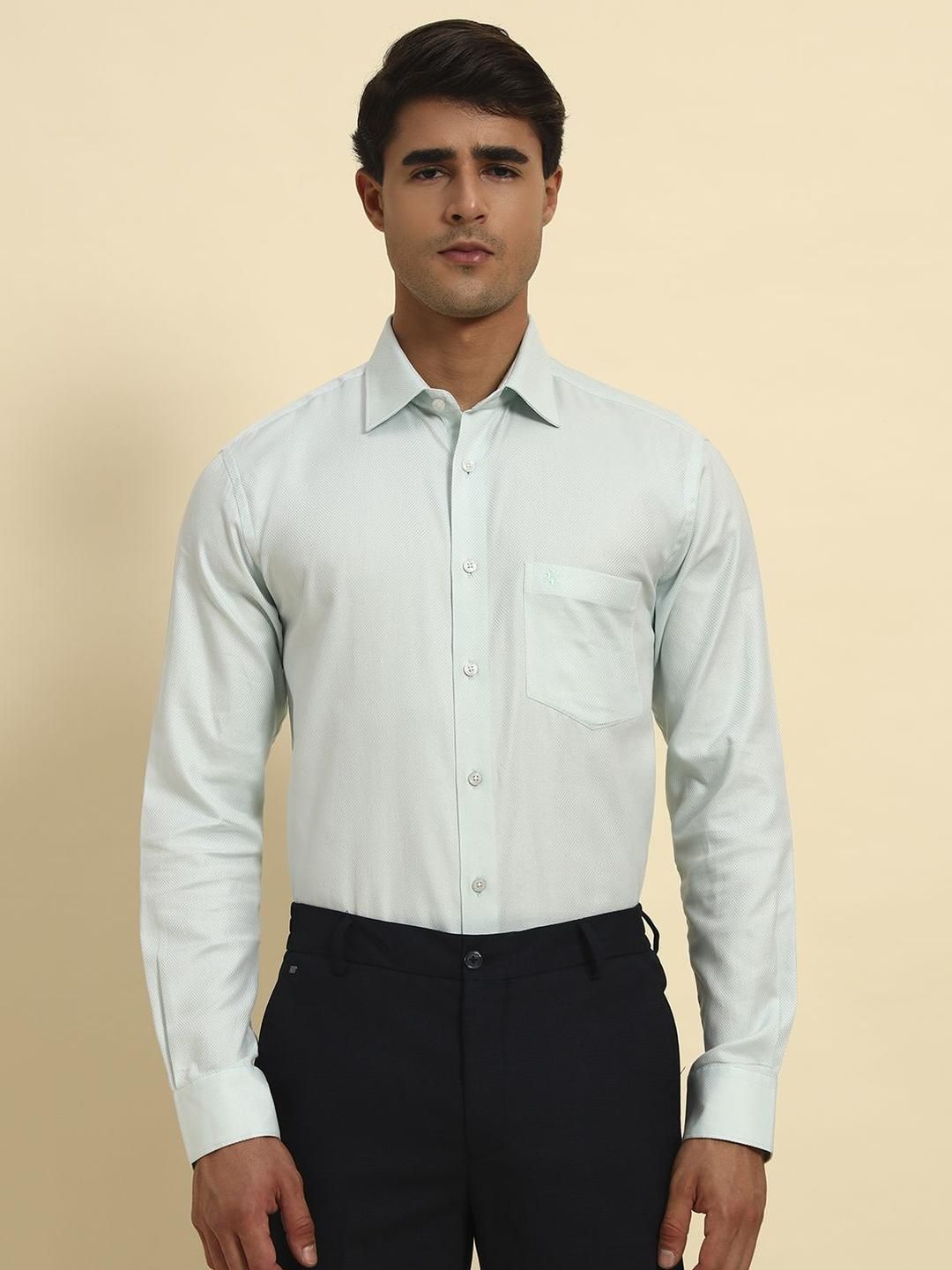 Cantabil Comfort Fit Textured Long Sleeves Cotton Formal Shirt-picture-17