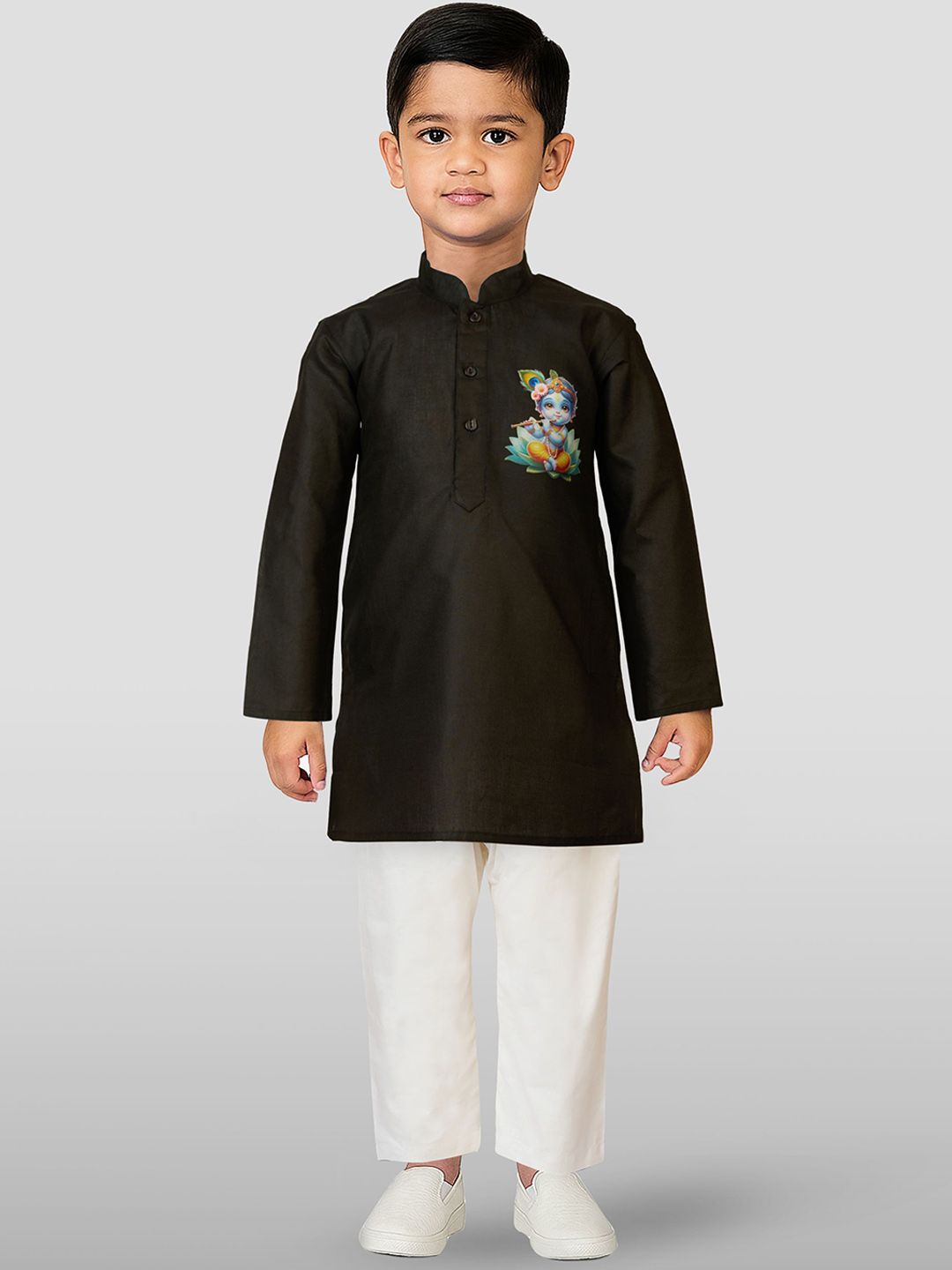 JBN Creation Boys Graphic Printed Mandarin Collar Regular Straight Kurta with Pyjamas-picture-43