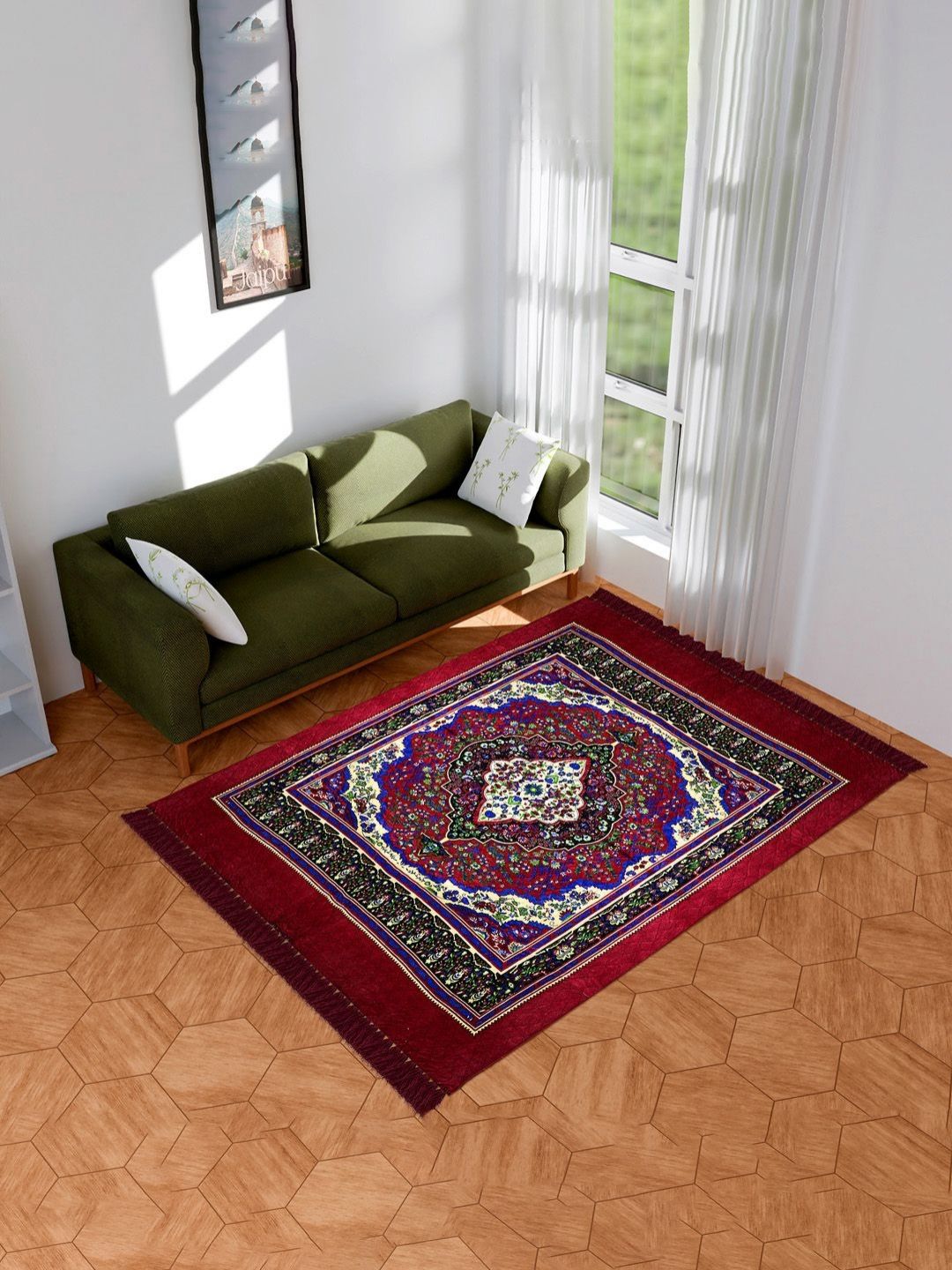 RUBOXA Maroon Ethnic Motifs Anti-Skid Other Carpet-picture-31