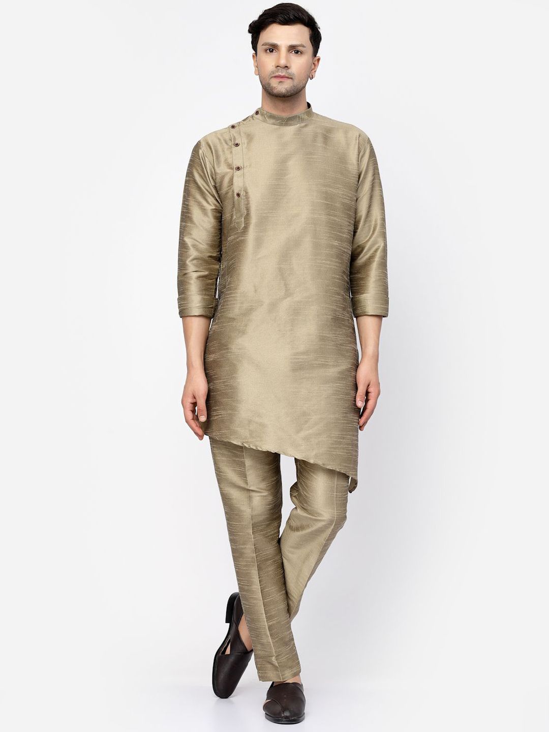 TS LIFESTYLE Men Angrakha Dupion Silk Kurta with Pyjamas Kurta Sets-image-43