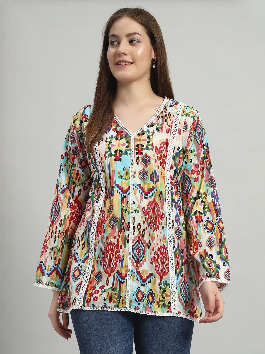 VELDRESS Women Ethnic Printed V-Neck Tunics-picture-29