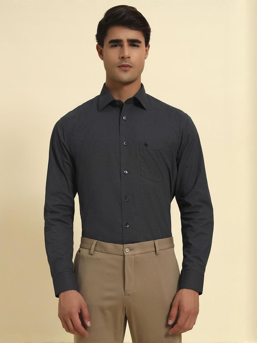 Cantabil Comfort Fit Micro Ditsy Printed Long Sleeves Cotton Formal Shirt-picture-14