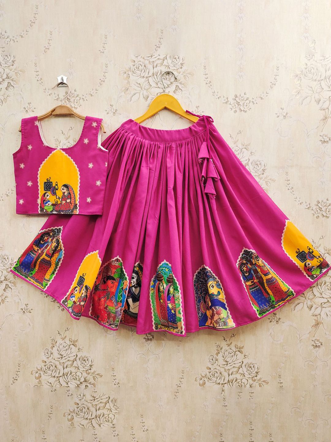 JOVK DESIGN Girls Embroidered Ready to Wear Lehenga &