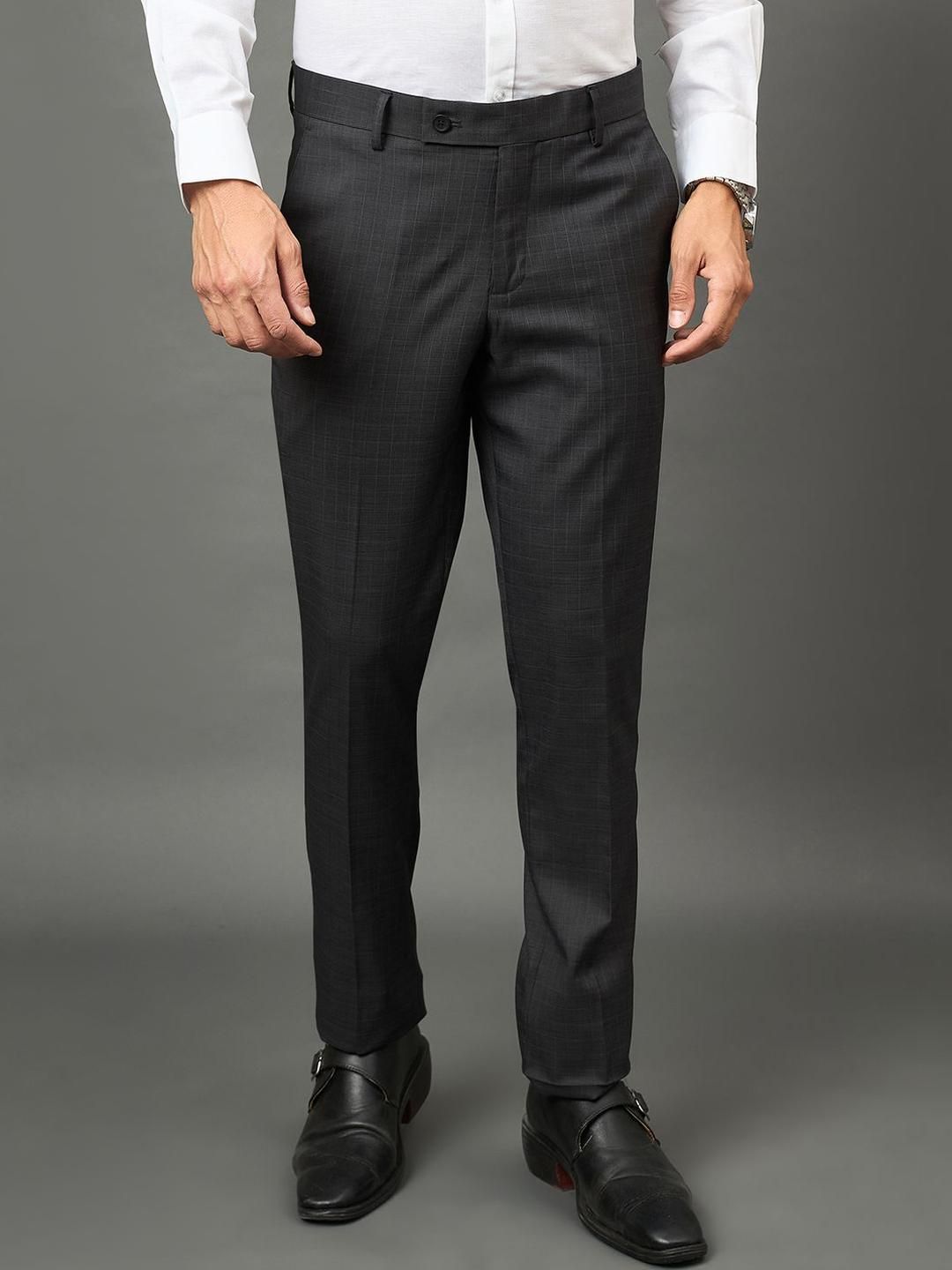 THE BEETEL HOUSE Men Textured Mid-Rise Pleated Formal Trousers-picture-26