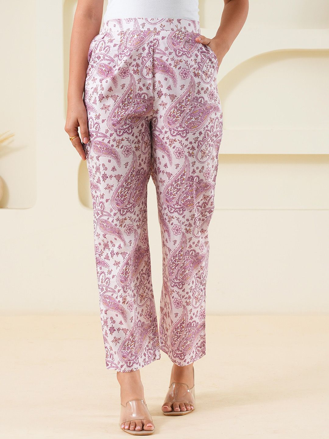 KALAMIR Women Ethnic Motifs Printed Relaxed Pure Cotton Trousers-picture-26