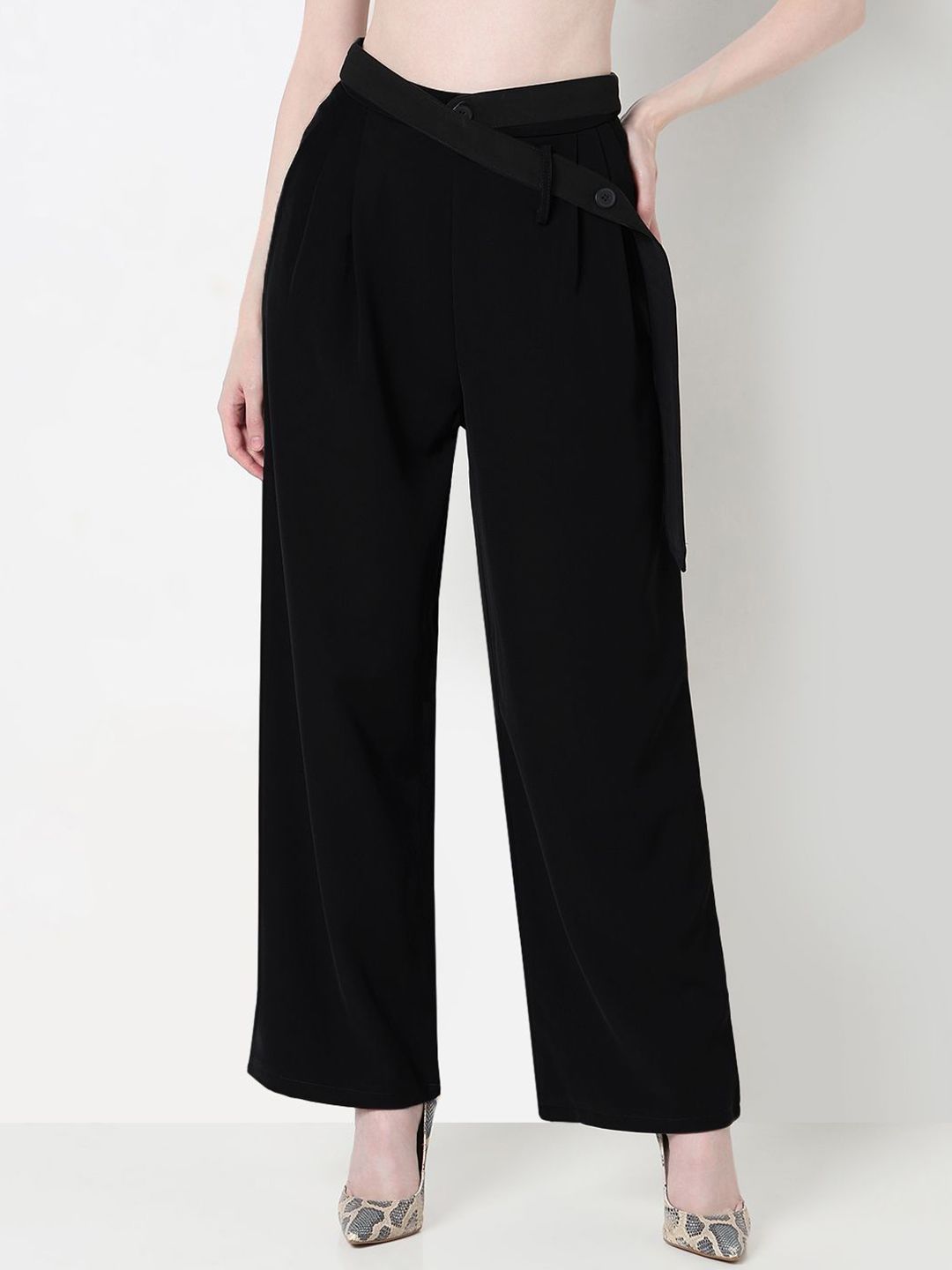 SHOWOFF Women Tailored Regular Fit High-Rise Easy Wash Pleated Trousers-picture-21