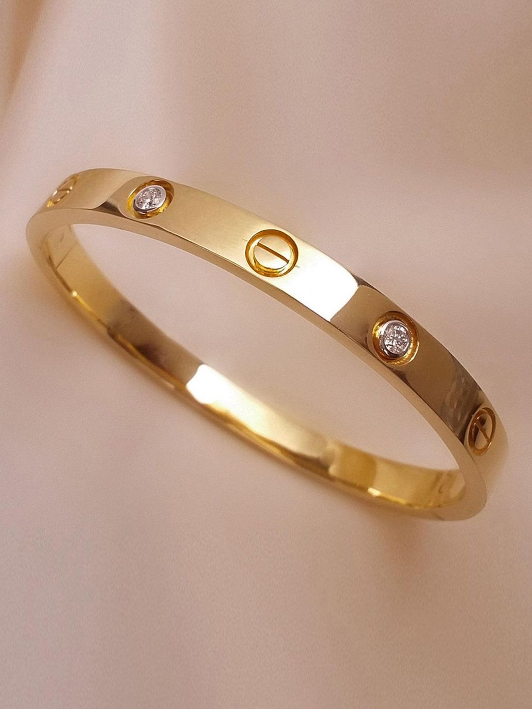 GOLDIWALA Women Crystals Mirror Gold-Plated Kada Bracelet-picture-33
