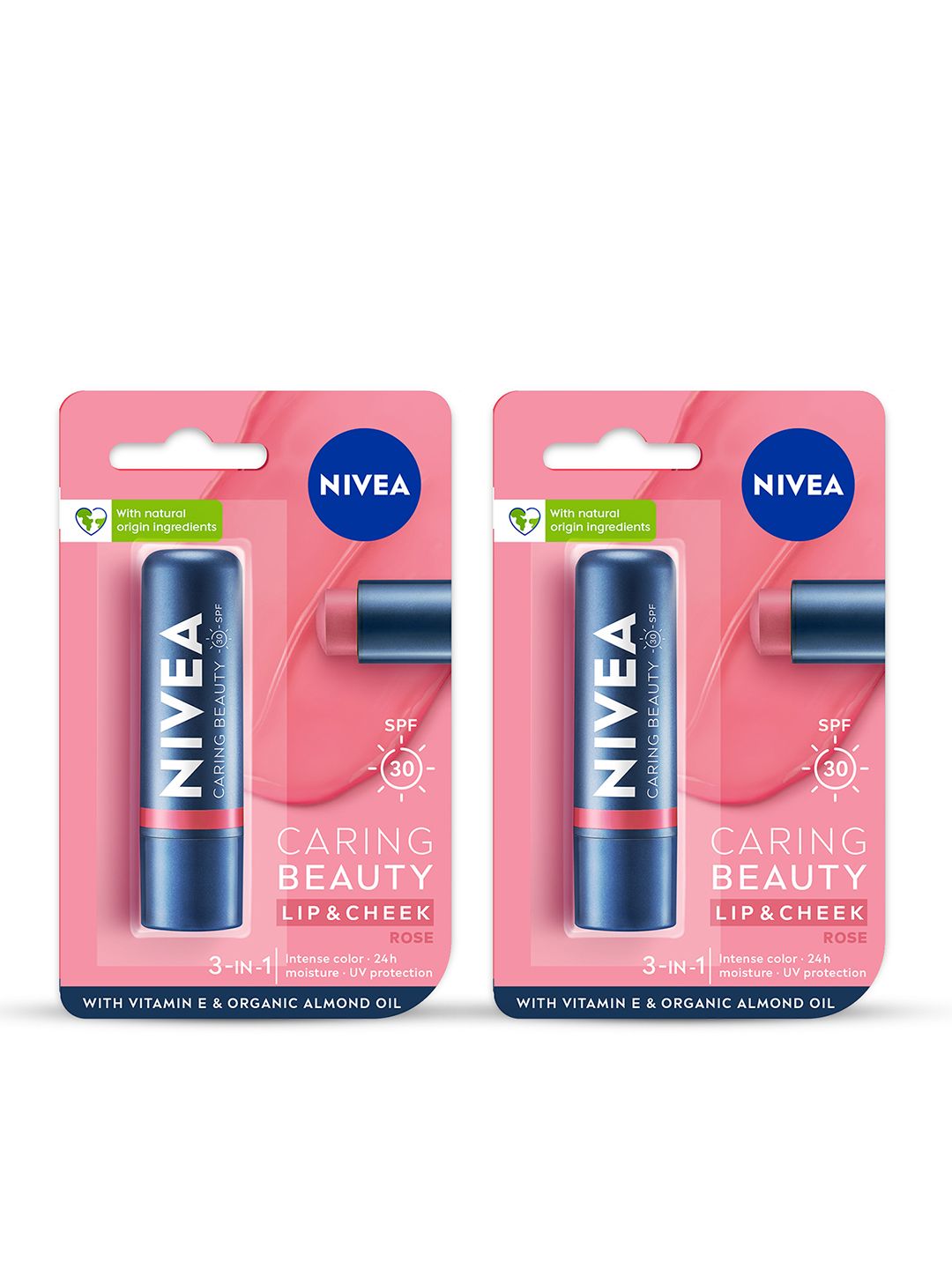 Nivea Set Of 2 Caring Beauty SPF 30 Lip & Cheek Tint With Vitamin E 4.8g Each - Rose-picture-13