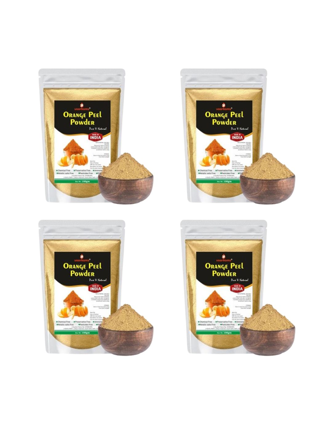 VOORKOMS Set Of 4 Orange Peel Powder Face Pack - 100 g Each-picture-40
