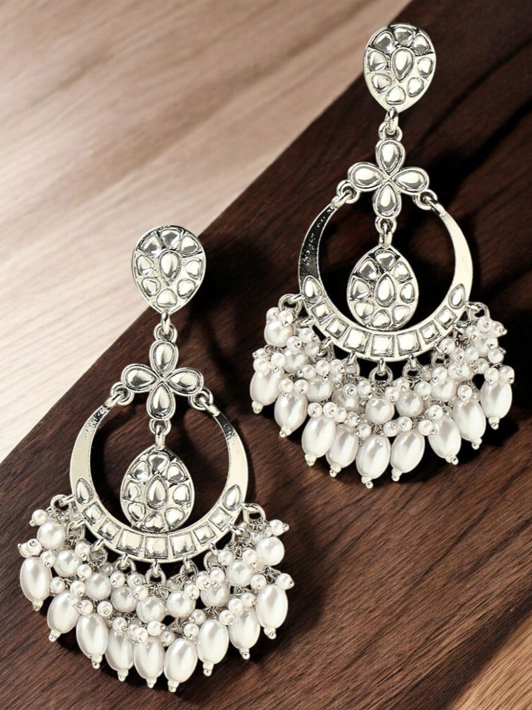 fabula Kundan Stone Studded & Beaded Crescent Shaped Chandbalis-picture-18