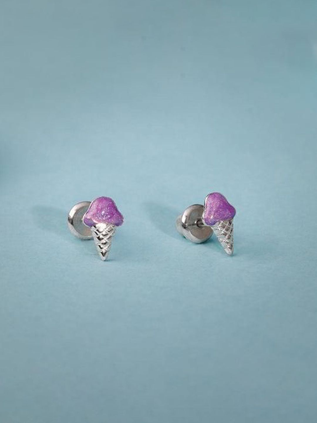 GIVA Girls 925 Silver Rhodium-Plated Ice cream Studs-picture-44