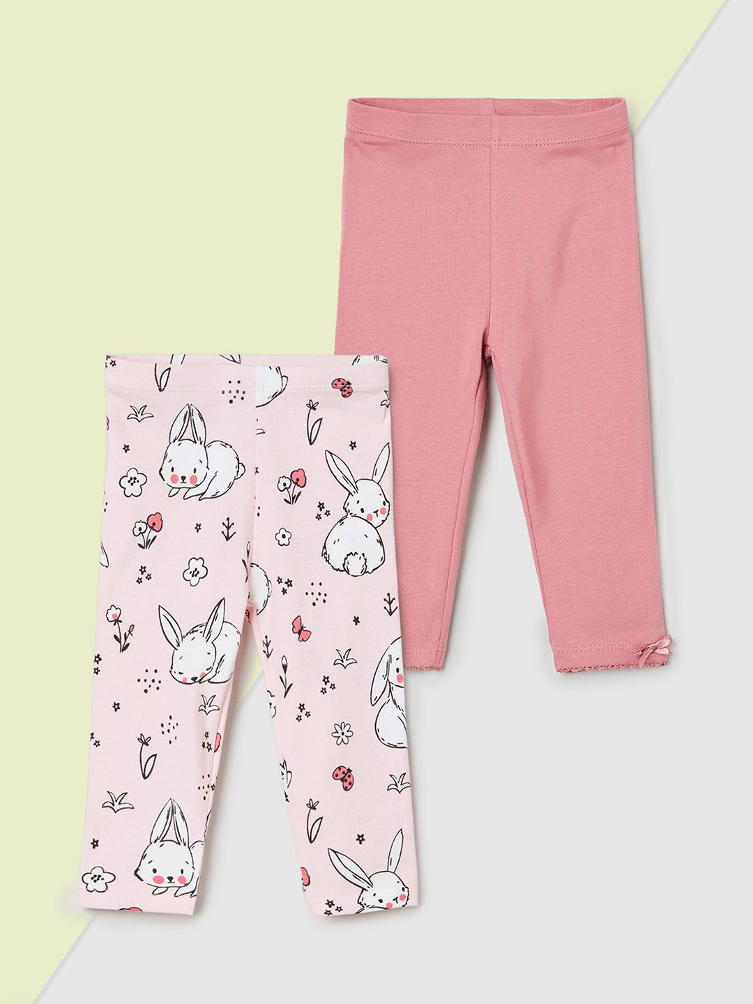 max Infant Girls Pack Of 2 Printed Pure Cotton Ankle-Length Leggings-picture-11