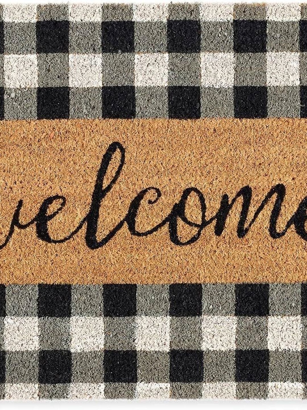 prettykrafts Black & White Coir Anti-Skid Welcome Floormat-picture-35