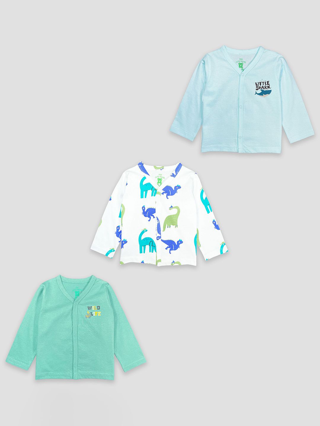 YUV Kids Pack of 3 Graphic Printed V-Neck Cotton T-shirt-picture-12
