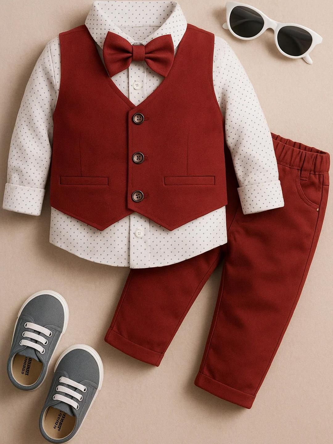 STINITY Maroon Cotton Blend Clothing Set-picture-27
