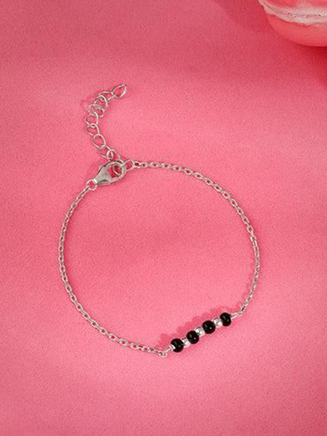 GIVA Rhodium-Plated Artificial Beads Anklet-picture-25