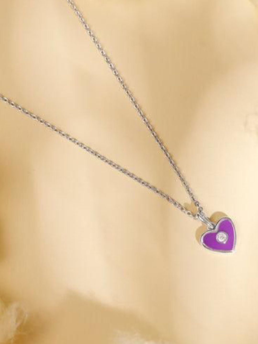 GIVA Rhodium-Plated Heart Shaped Pendants with Chains-picture-33